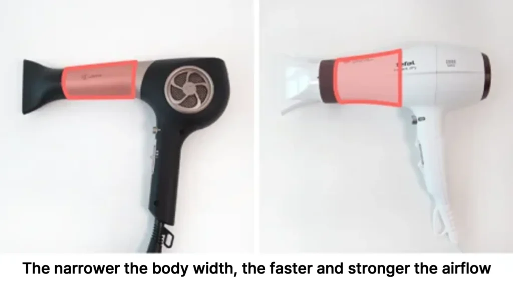Hair dryer body width comparison
