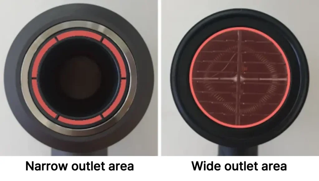 Hair dryer outlet area comparison