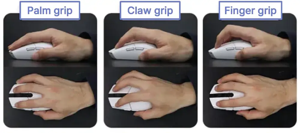 Mouse Grip Features: Palm Grip, Claw Grip, Finger Grip 2